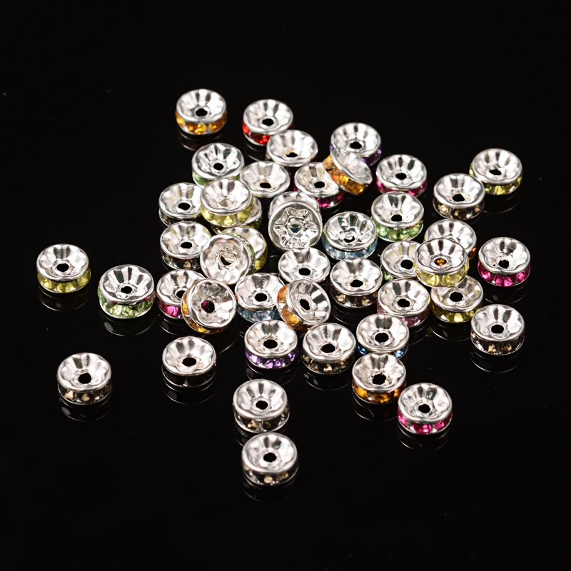 Pandahall 50 шт. Стразы разделительные бусины железо класс B серебряный цвет смешанный