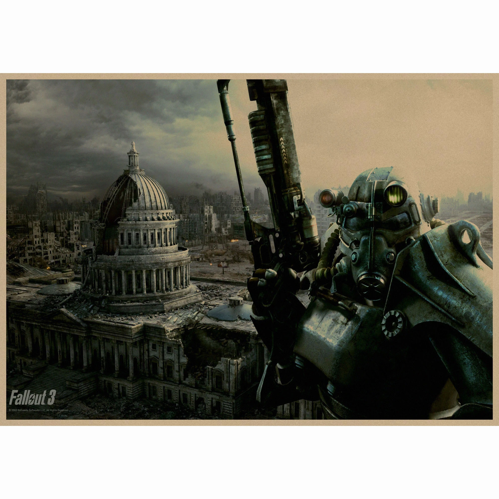 Многоцветный Fallout 3 4 Игра ретро плакат, крафт-бумага для бара кафе домашний декор живопись Наклейка на стену - Цвет: Многоцветный