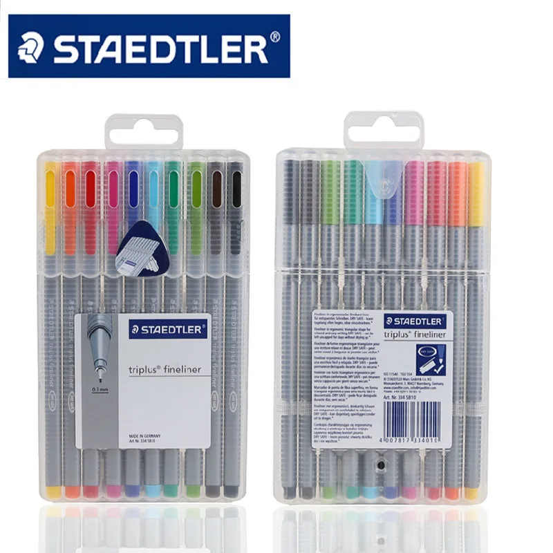 Набор ручек для рисования Staedtler 334SB Triplus Fineliner 0 3 мм 10 цветов графический дизайн