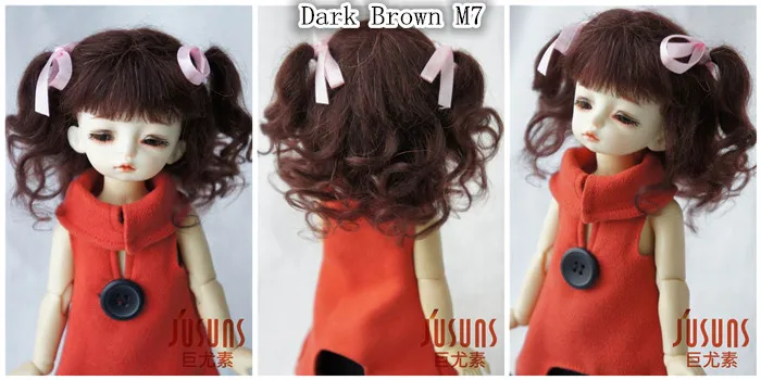 JD187 1/8 1/6 длинные мягкие волнистые с 2 пони BJD мохеровые парики Размер 5-6 дюймов 6-7 дюймов кукольные Парики Модные кукольные аксессуары