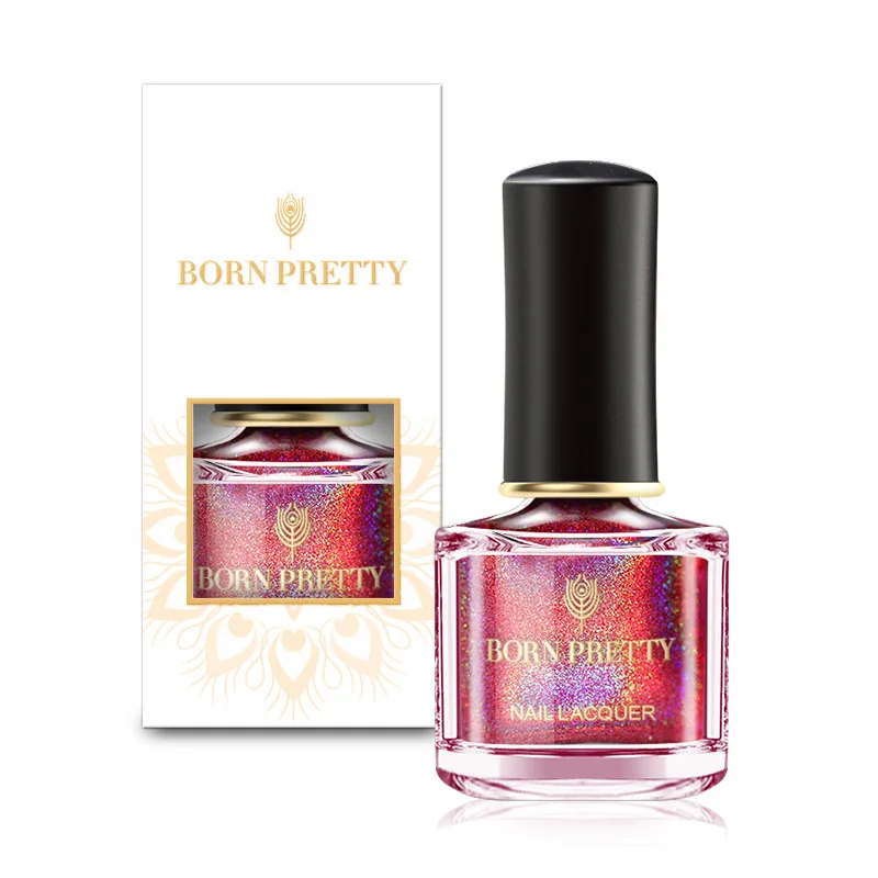 BORN PRETTY 6 мл голографический лак для ногтей лазерный блеск хромированный лак черный красный маникюрный лак для ногтей художественный праймер Vernis
