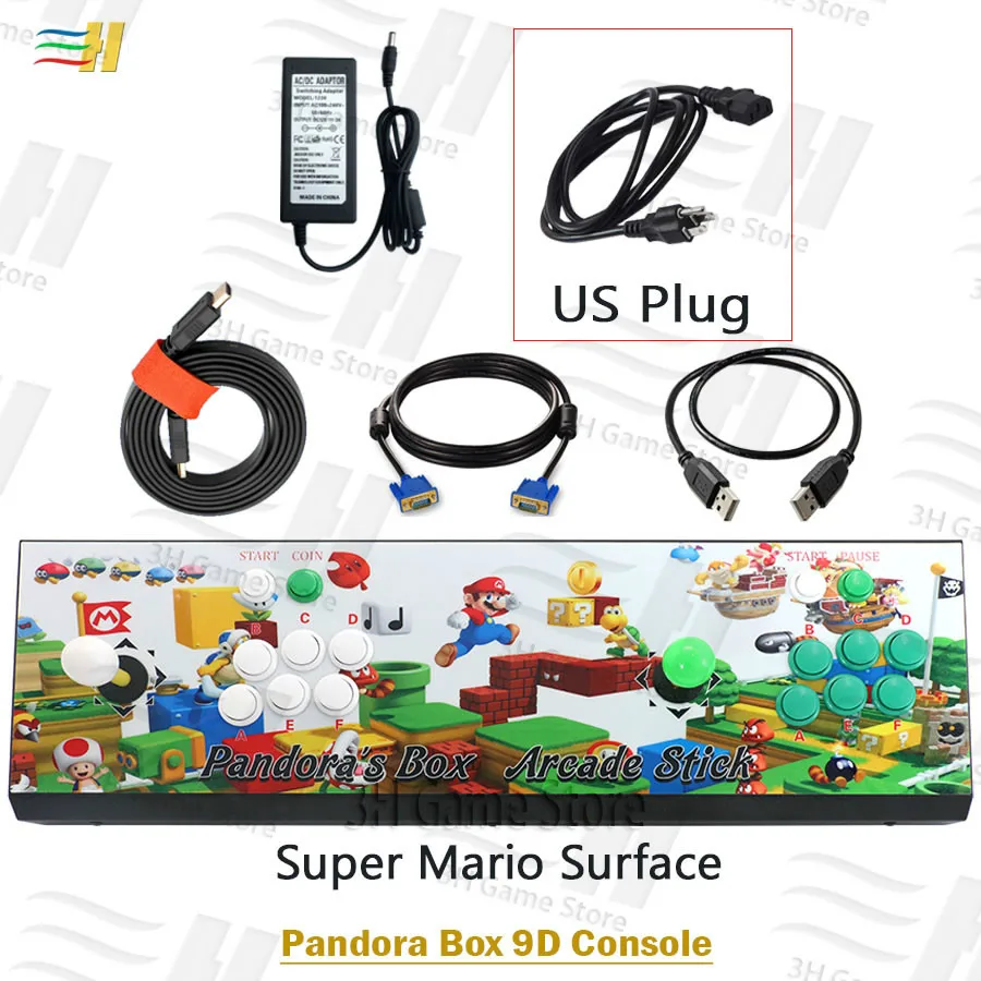 PB9d super mario US Pandora box 9d 2500 В 1 аркадная игровая консоль HDMI VGA выход full HD Поддержка 3d tekken игры usb можно подключить геймпад 3P 4P игры - Цвет: PB9d super mario US