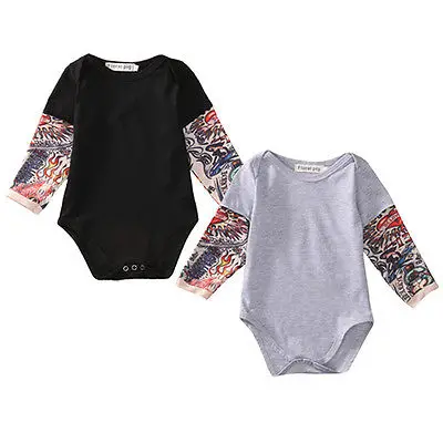 Комбинезон с длинным рукавом для новорожденных тату принтом|boy romper|baby boy romperromper long