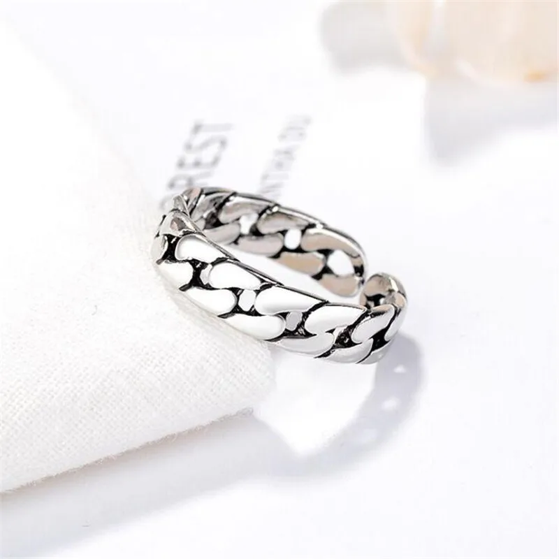 New Distressed Chain Shaped Vintage Handmade Thai Silver Jewelry Adjustable Opening 925 Sterling Rings R459 | Украшения и