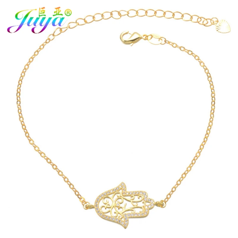 Турецкие ювелирные изделия Juya, микро циркон, золото/розовое золото/серебро, ручная Хамса, браслеты для женщин, ювелирные изделия Fatima, браслет
