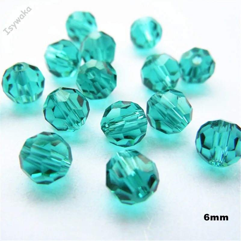 Blue Green Isywaka распродажа 100 шт молочного цвета круглые 6 мм Австрийские хрустальные бусины Подвески, стеклянные бусины Свободные бусины для изготовления ювелирных изделий своими руками - Цвет: Blue Green