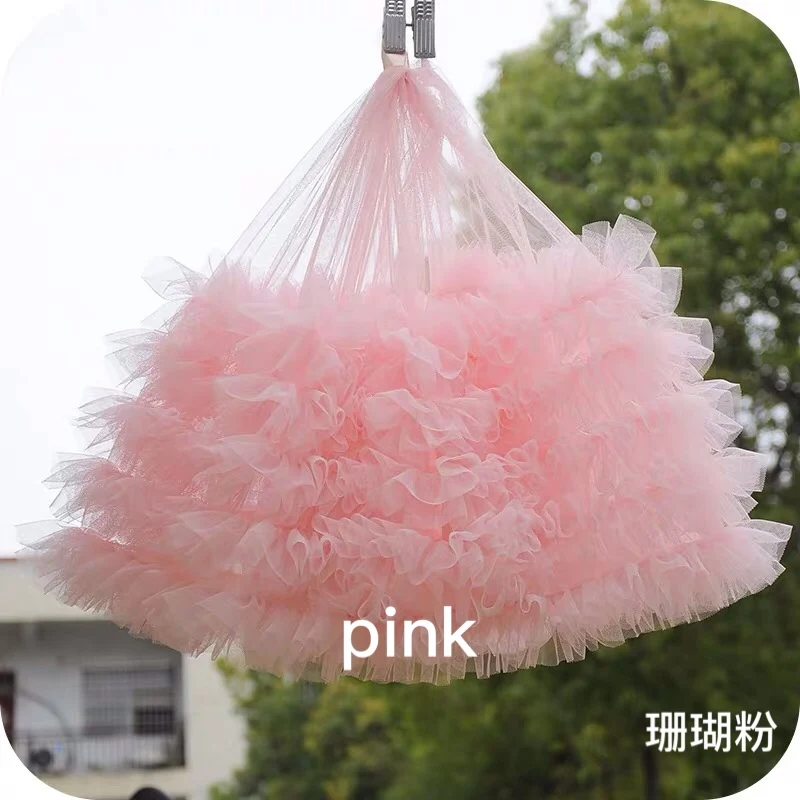 pink 1 ярд, светильник, розовый, очень плотный, гофрированный тюль, отделка для платья-пачки, оборка, плиссированная сетка, отделка для нарядного платья - Цвет: pink