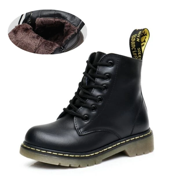 Ankle Black plush Новинка г.; зимние детские мотоботы из натуральной кожи в британском стиле; обувь для маленьких девочек; военные ботинки; детские зимние ботинки для мальчиков; 04 - Цвет: Ankle Black plush