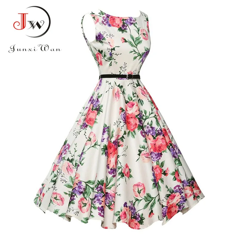 Платье пачка в стиле ретро винтажное длинное платье с цветочным принтом 50s 60s|summer