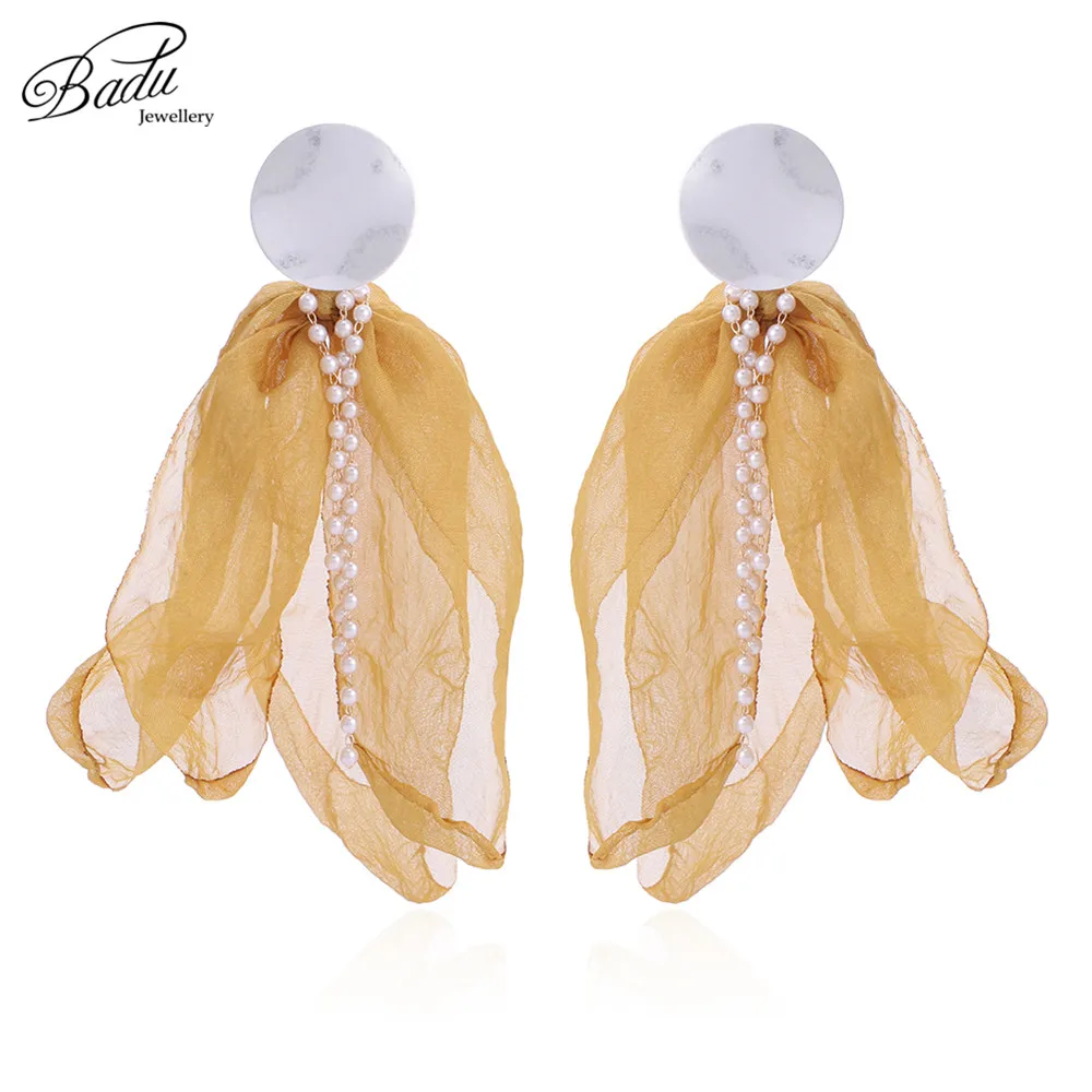 

Badu Big Yarn Flower Stud Earring Women Bohemian Holiday Jewelry 5 Colors Earrings Christmas Jewelry Gift for Girls Wholesale