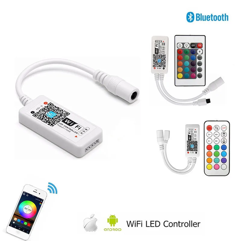 

Mini Bluetooth /WiFi LED RGB/ RGBW Controller iOS Android APP 24Key IR 21Key RF Remote Controller for LED Strip Light 5V 12V 24V