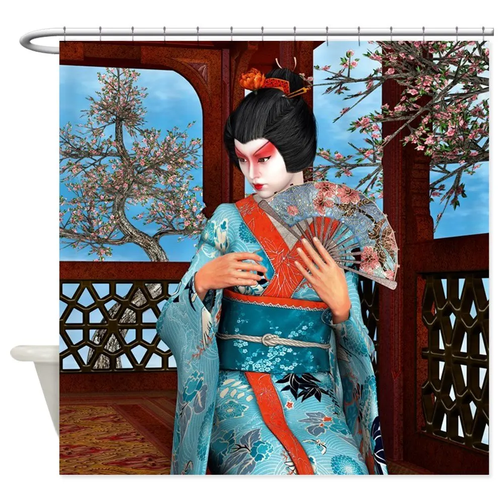 

Уникальная занавеска Geisha для душа, декоративная ткань для ванной, полиэстер