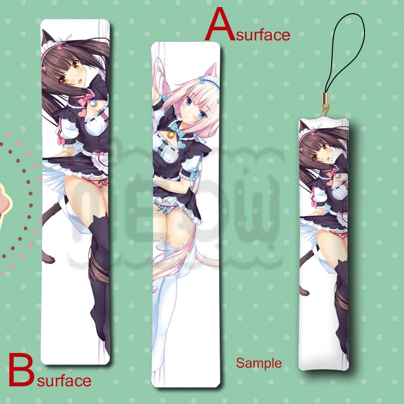 Неко Para Chocola & ванили милые кошачьи уши горничной аниме мини Dakimakura брелок подушка
