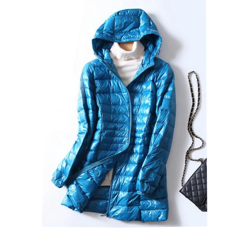 Женская осенне зимняя куртка на белом утином пуху S ~ 6XL облегающие парки женское