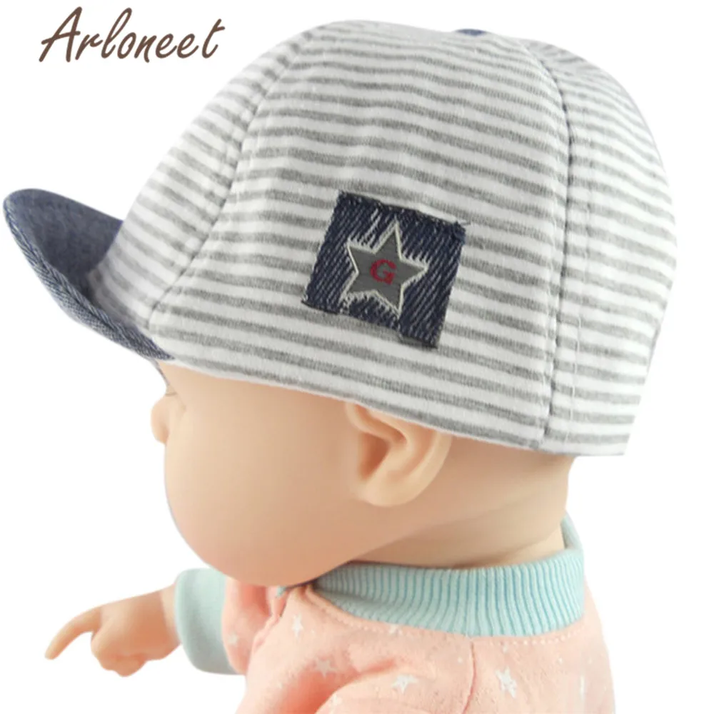 ARLONEET Fashion Baby hat Boys Girls Letter sun Eaves Baseball Cap Striped print Unisex Cotton 2019 New summer Snapback Hat | Детская