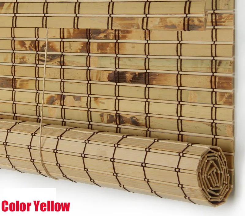 Color Yellow Бамбуковые занавески, Занавески Из арбона, затеняющие занавески, наружные водонепроницаемые, защита от плесени и непромокаемые перегородки - Цвет: Color Yellow