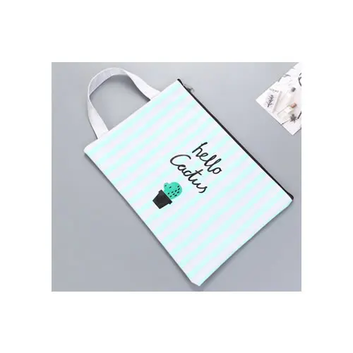 А4 Размер Оксфорд ткань папка для документов Кактус Стиль молнии Tote с ручкой и молнией Tote Сумка - Цвет: tiao wen