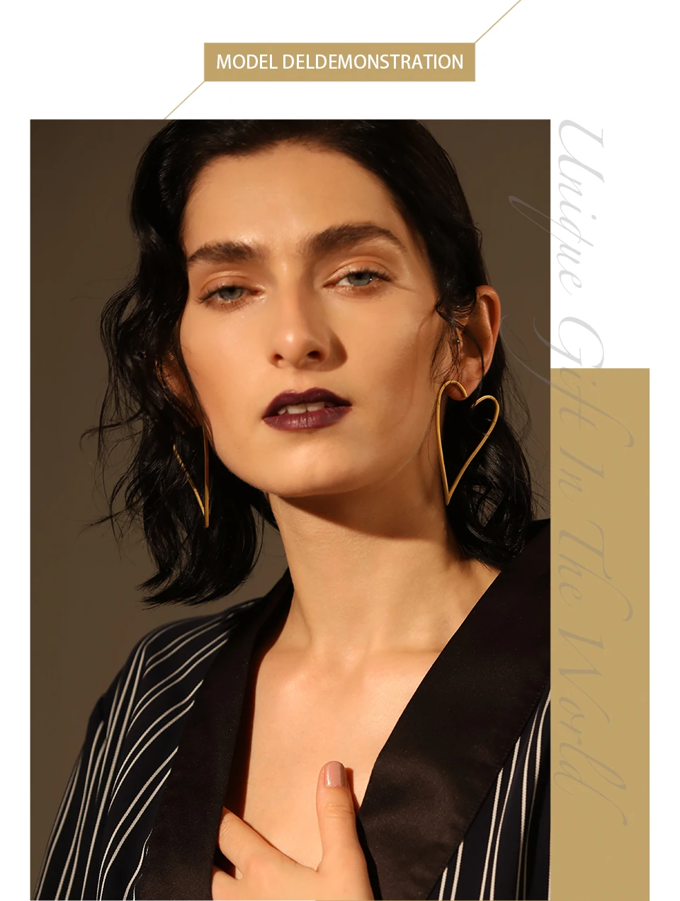Enfashion ювелирные изделия геометрические серьги с большим сердцем Золото Цвет Нержавеющая сталь длинные висячие серьги для женщин серьги EB171037