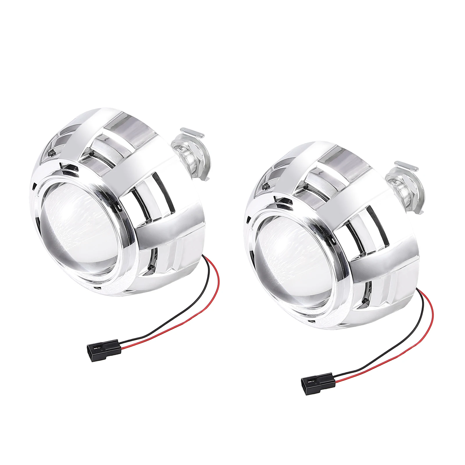 AUTOUTLET 2PCS 3''H1 H7 H4 Mini 2.5 inch Bi Xenon Projector Lenses Mask Silver Shroud Car HID Headlight Kit Lens | Автомобили и
