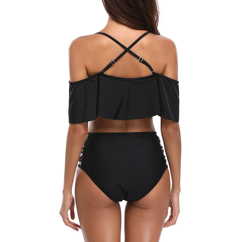 Женский купальник Detector бикини с высокой талией и рюшами сексуальное пуш апом