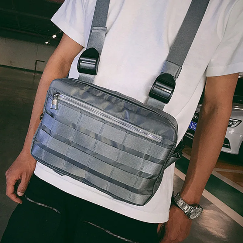 Черная нагрудная сумка водонепроницаемая тактическая безрукавка в стиле хип хоп