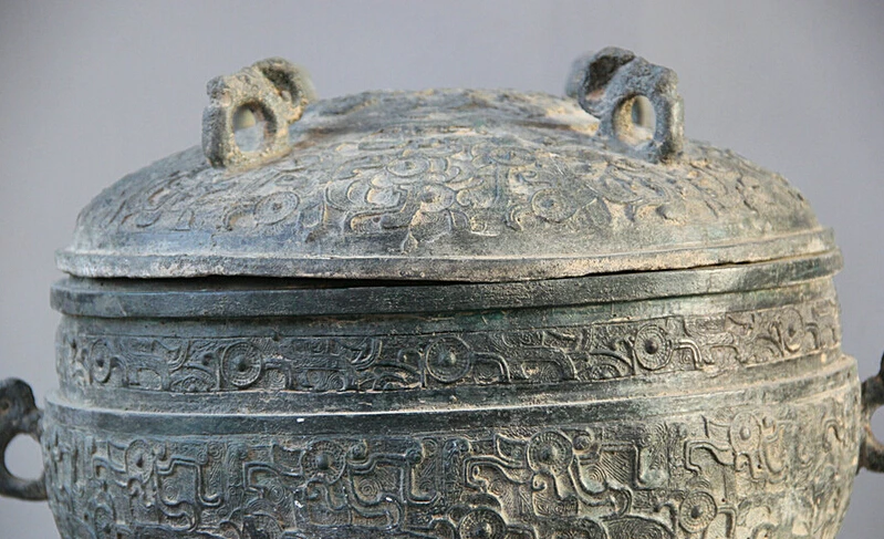 Элегантный Старый S2228 16 &quotдревняя китайская Бронзовая ручка воды сосуд высокой