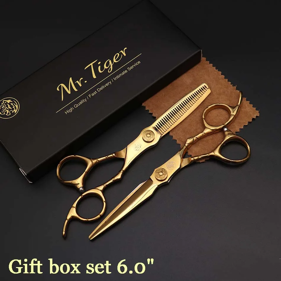 gift box set Острое лезвие, профессиональные ножницы для стрижки волос, парикмахерские ножницы Makas, парикмахерские ножницы, черные с бритвой - Цвет: gift box set