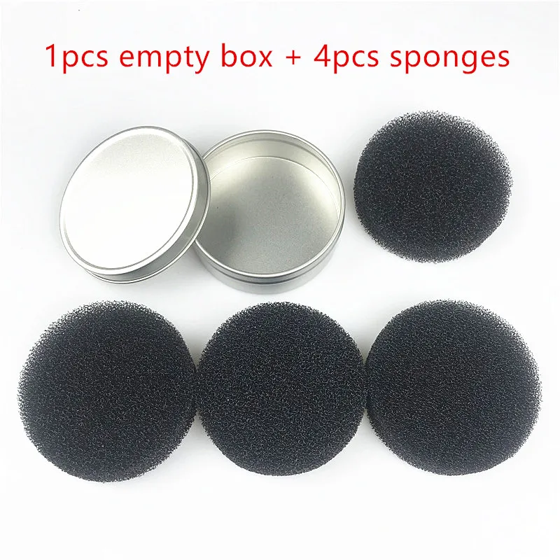 4pc sponges Щетка для макияжа, очиститель, спонж для удаления косметики, цветные кисти для макияжа, чистящая металлическая коробка, кисть для пудры, моющая косметика, быстрая Чистка, наборы - Handle Color: 4pc sponges