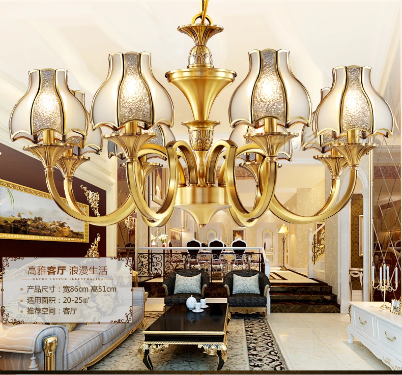 Американский винтажный полностью медный светильник люстра Avize для столовой