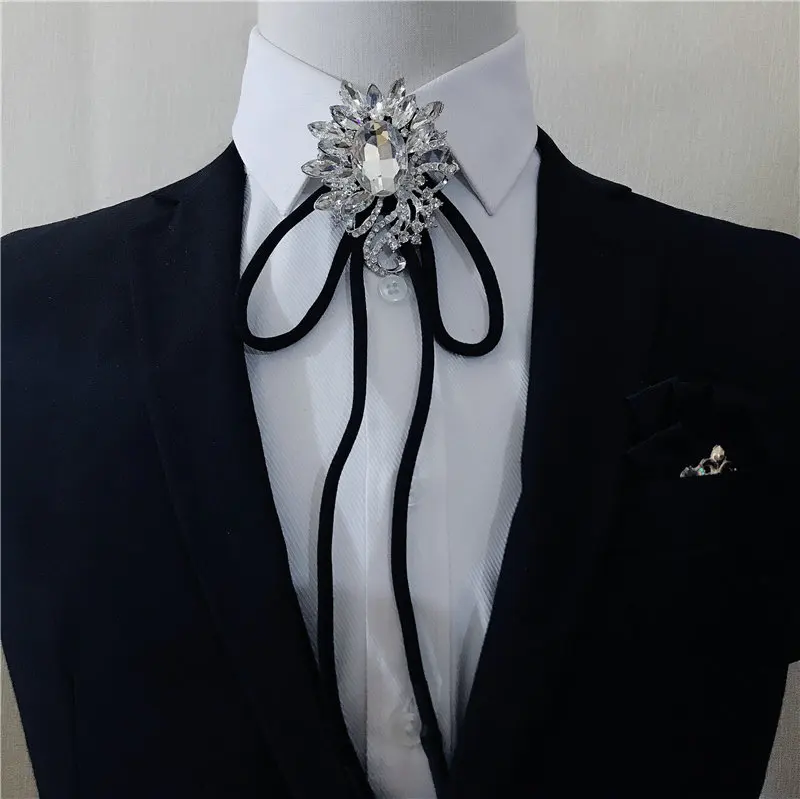 Rhinestone Bolo Tie Элегантный британский Западный Американский ковбой для мужчин и женщин ожерелье Боло галстук аксессуары Винтаж Сплав Блеск Кристалл Стразы галстук - Цвет: Rhinestone Bolo Tie