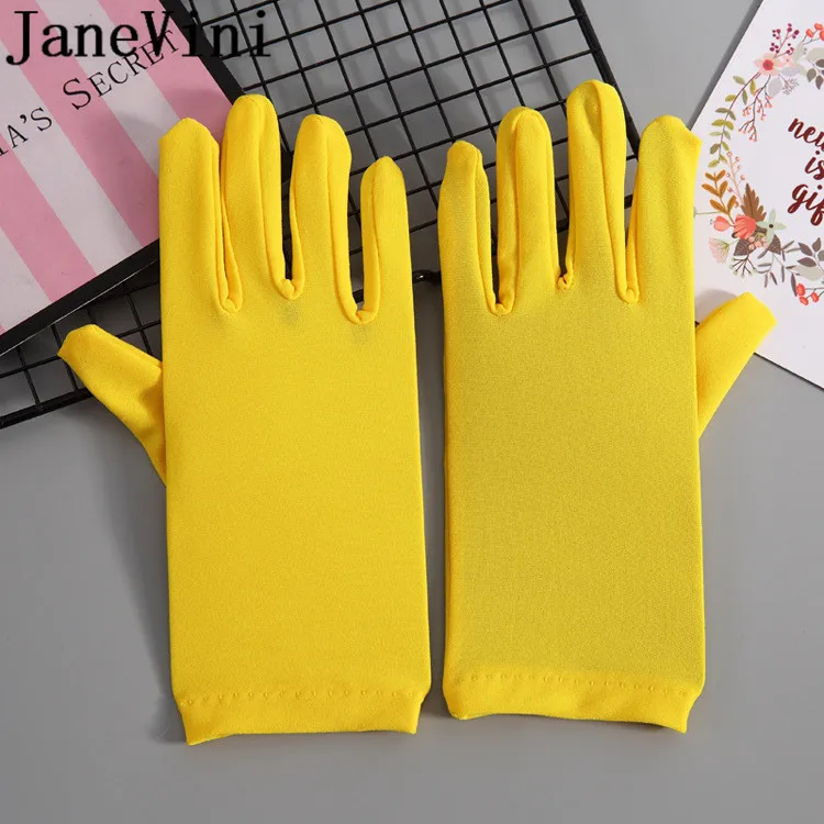 Эластичные Свадебные перчатки из спандекса jaevini для невесты короткие свадебные