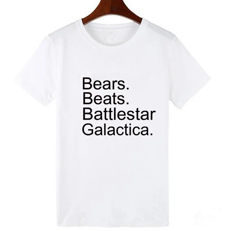 Pkorli женские топы забавные печатные буквы медведи Beets Battlestar Galactica футболки
