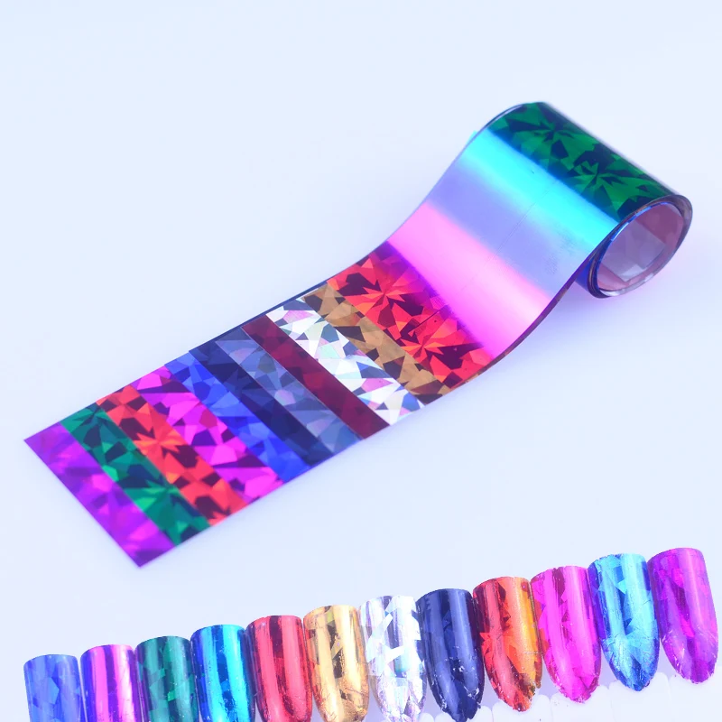 12Pcs Nail Foil Set Горячая Распродажа, 12 цветов, переводная бумага для ногтей, лазер, AB Цвет, японский стиль, фольга для ногтей, наклейка для ногтей, Набор наклеек для ногтей - Цвет: 12Pcs Nail Foil Set