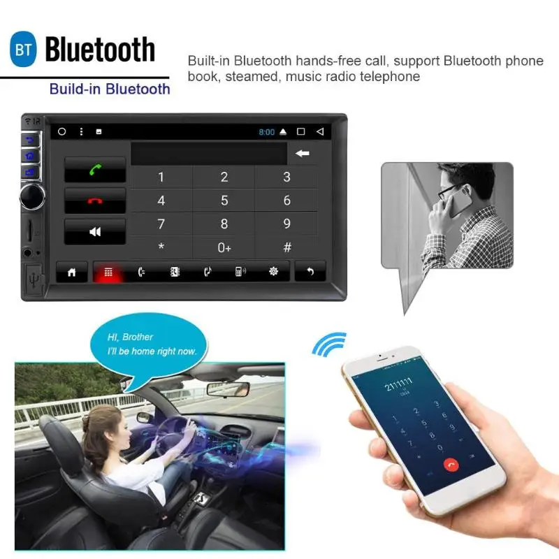 7' Touch Screen Car MP4 MP5 Player Android 7.1OS WiFi Stereo GPS Navigator FM Radio with Camera | Автомобили и мотоциклы