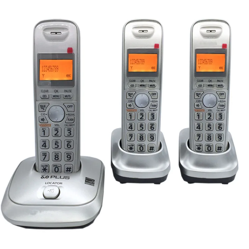 Three Phones Английский язык DECT 6,0 Plus 1,9 ГГц цифровой беспроводной телефонный звонок ID Handfree DEL беспроводной домашний телефон для офиса Бизнес - Цвет: Three Phones