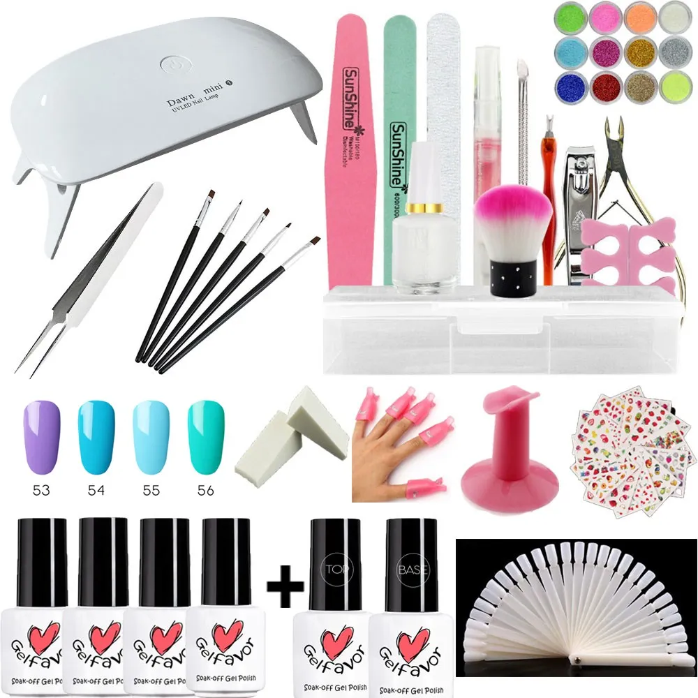6 шт. Гель-лак для ногтей набор с мини-лампа Сушилка маникюрная машина лак гель