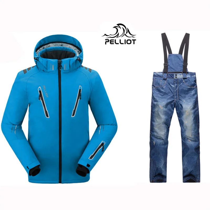 Pelliot Male Ski Suits Jacket+Pants Men's Water-proof,Breathable TThermal Cottom-padded Snowboard Suit Men Ski Jacket