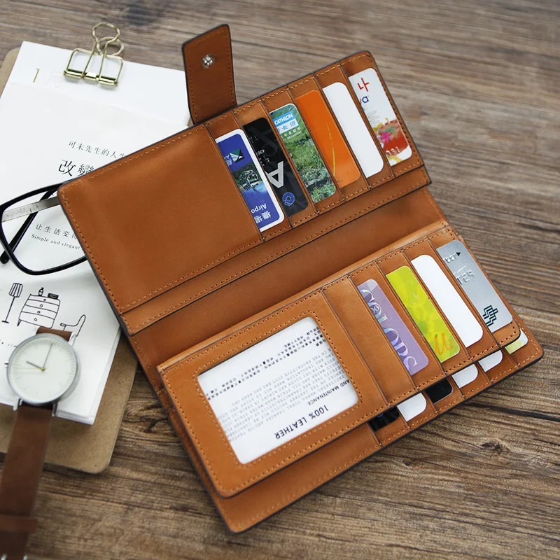 LANSPACE оригинальный тип высококачественного мужского длинного кожаного кошелька