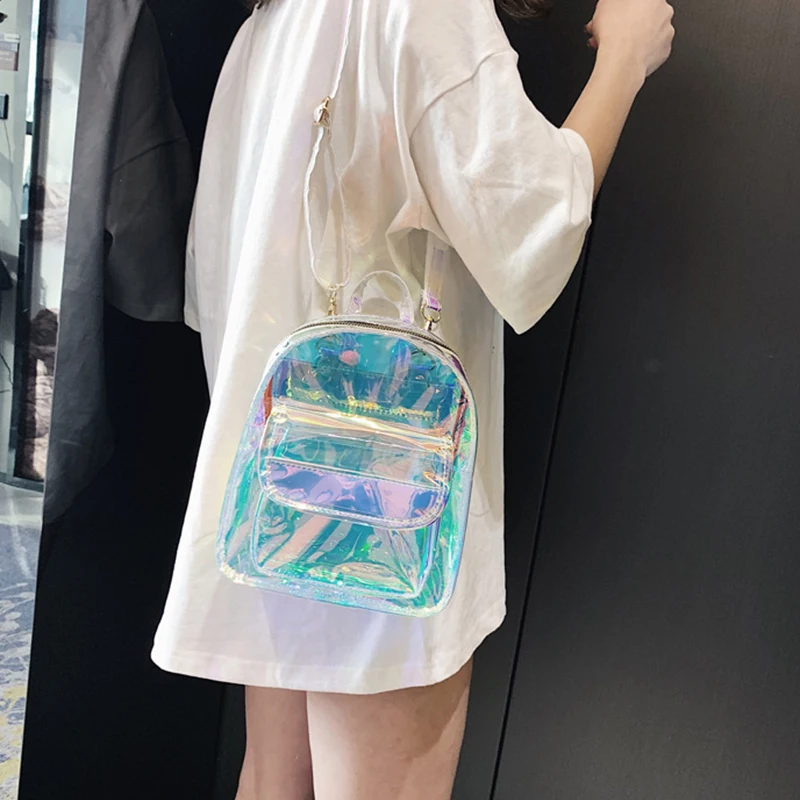 pvc transparent clear women backpack ita bag harajuku school bag for teen girls rucksack kawaii backpack holographic backpack free global shipping