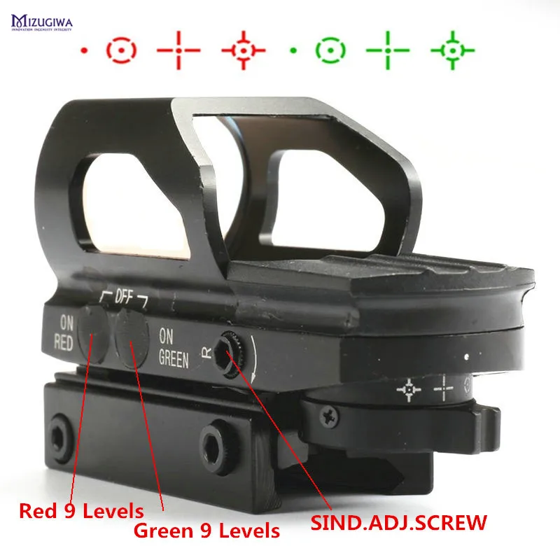 MIZUGIWA Зеленый Красный точка зрения Тактический металлический голографический 4