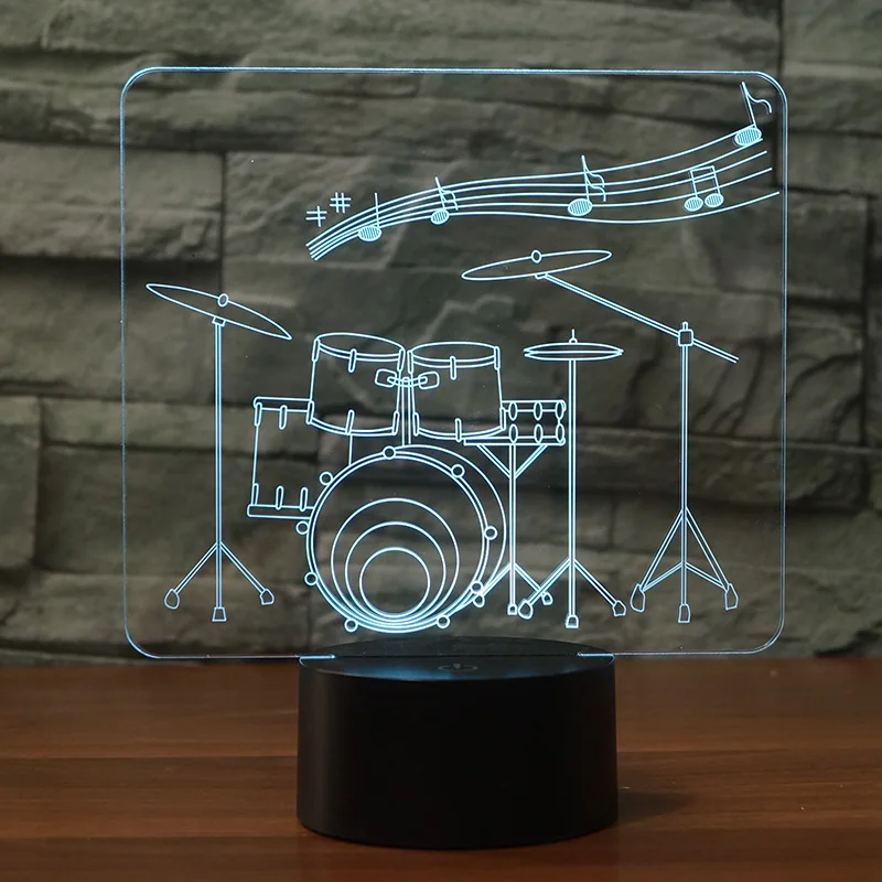 Прекрасный 3D барабан Форма Красочный ночник 7 меняющихся цветов сенсорный