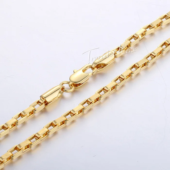 3 мм Мужская цепочка для мальчиков открытая боковая Ссылка Желтое золото