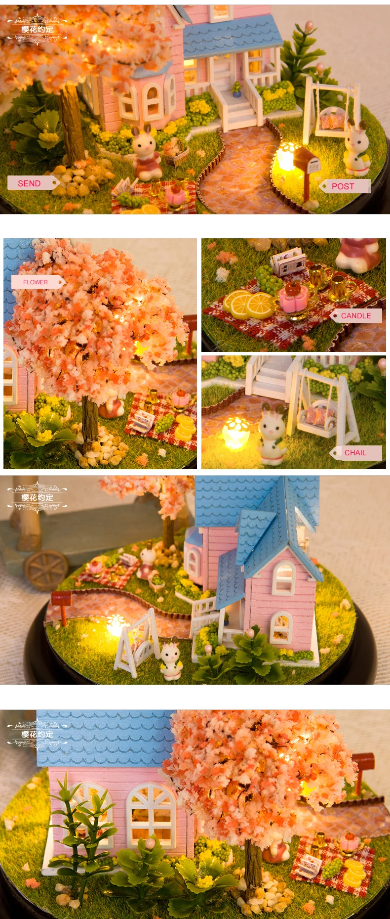 Cutebee DIY миниатюрный дом с мебели светодиодный чехол для пыли с музыкальным покрытием модель строительные блоки игрушки для детей Casa De Boneca B015