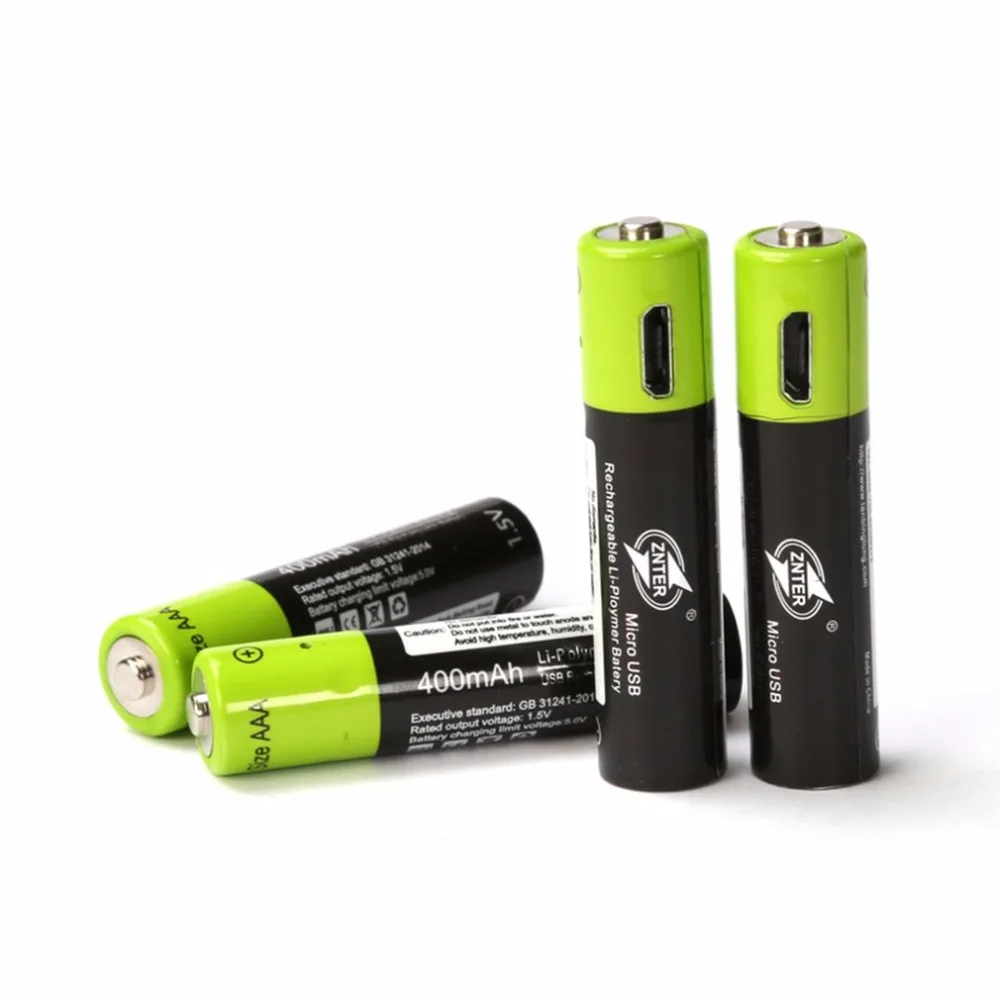 ZNTER 1 5 V 400mah AAA Mirco USB перезаряжаемые Аккумуляторы для игрушек пульт дистанционного