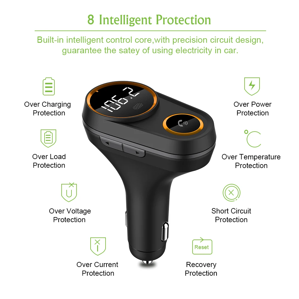Fm-передатчик, Bluetooth, автомобильный вращающийся скрытый двойной USB 2.4A, автомобильное зарядное устройство, TF карта, трансмиссор, Hands-Free, модулятор, комплект, радио, MP3, новинка