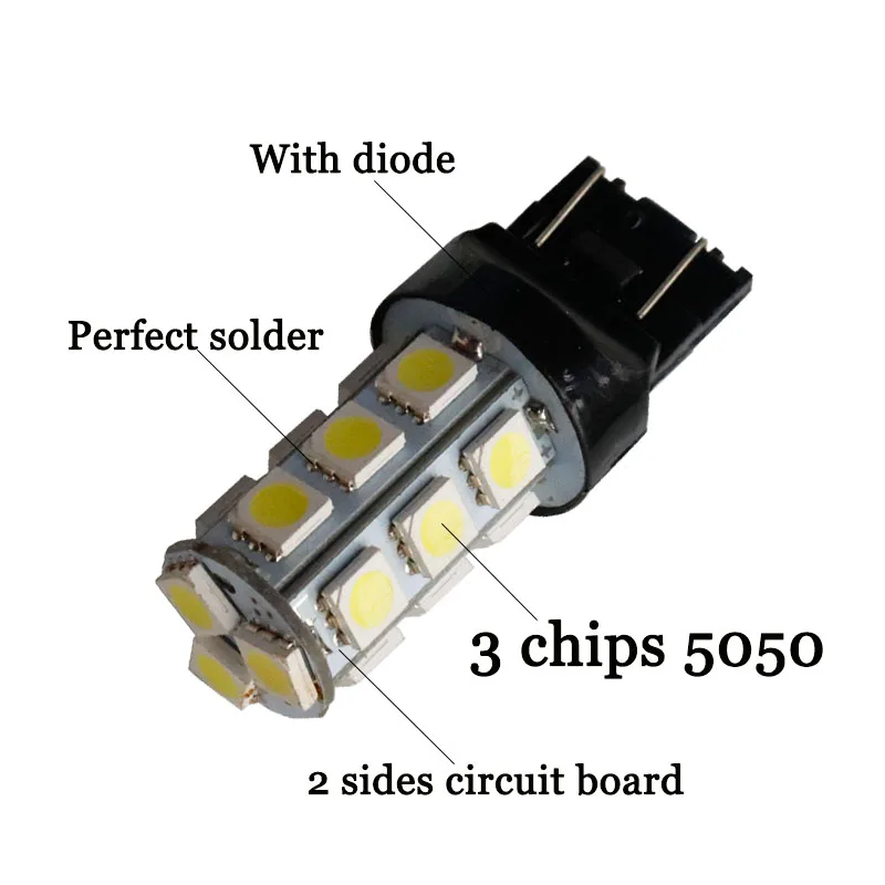 100 шт. диод T20 7440 5050 7443 W21W WY21W 18 SMD СВЕТОДИОДНЫЙ автомобильная лампа указателя поворота Красный Стоп светильник