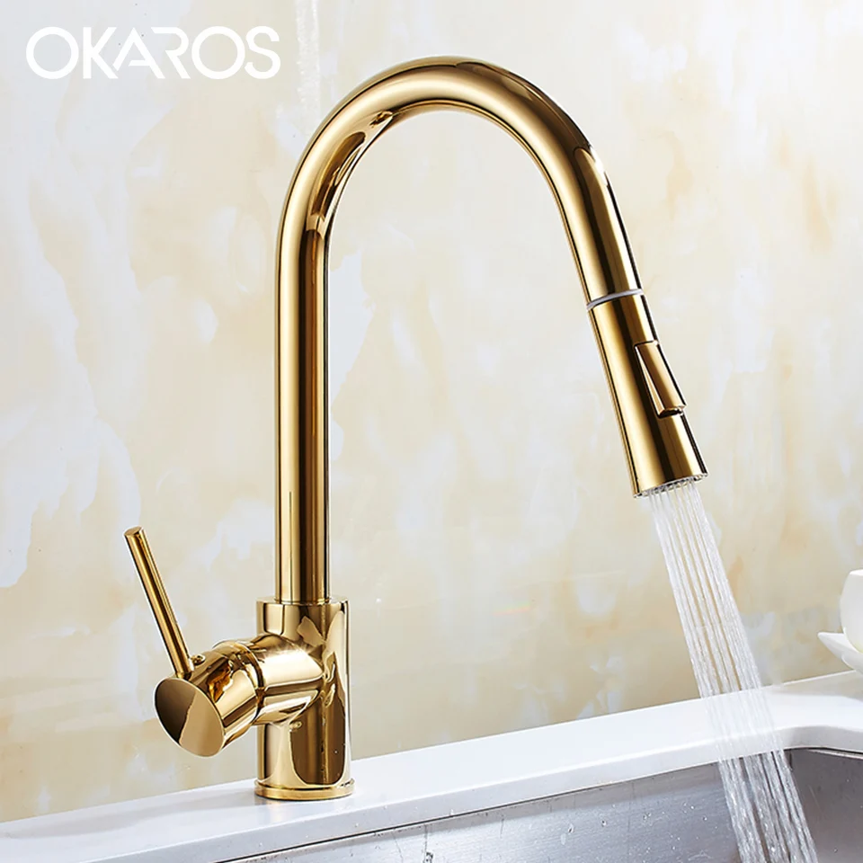Кухонный Смеситель OKAROS 8055D G кухонный кран для раковины 2 режима разбрызгиватель
