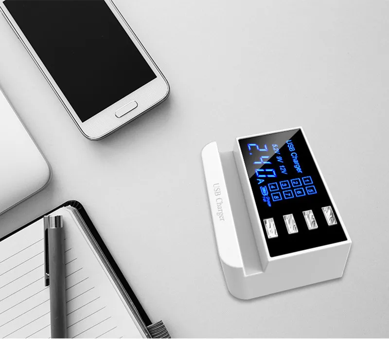 USB зарядное устройство портативный мульти порт быстрое с 4 портами настенное ЖК