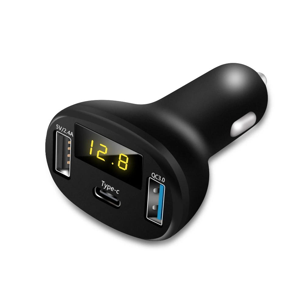Для SAMSUNG XIAOM Quick Charge 3 0 Автомобильное зарядное устройство со светодиодом вольтметр