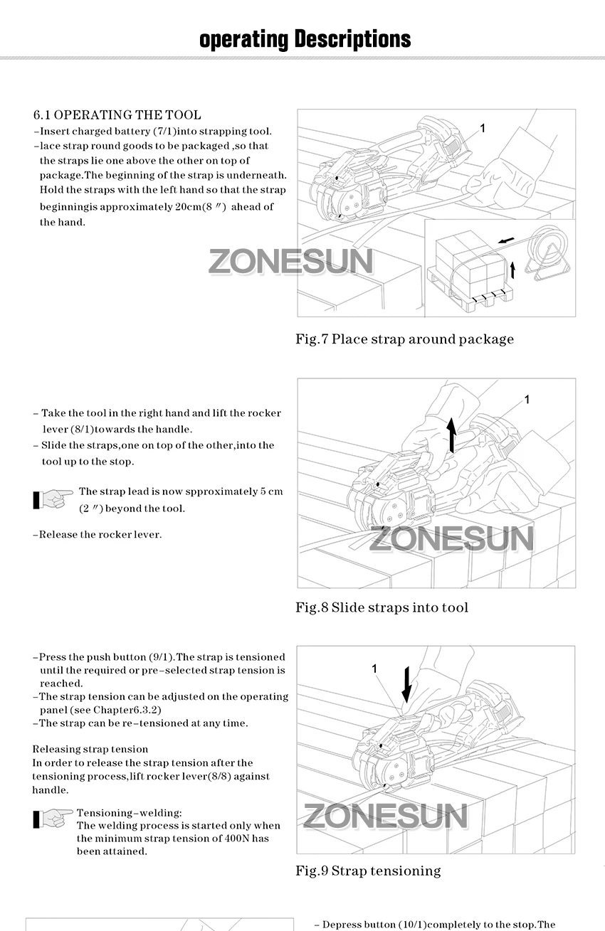 ZONESUN ORT-200 Электрический ПЭТ ремень для упаковки на батарейках Электрический пластиковый PP Pet поддон ремень ленточный инструмент для обвязки